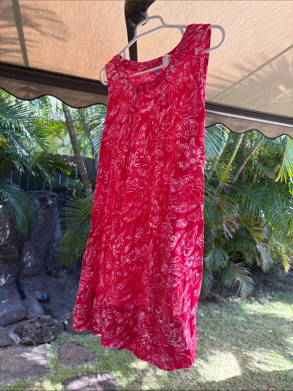 Sleeveless Red Floral Midi Dress - Lightweight Summer Style